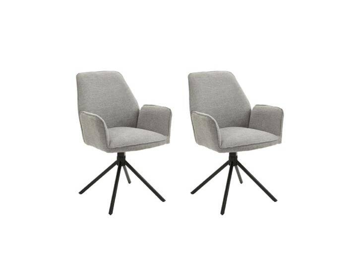 2er Set Esszimmerstühle aus Webstoff, 360° drehbar, grau von byLIVING
