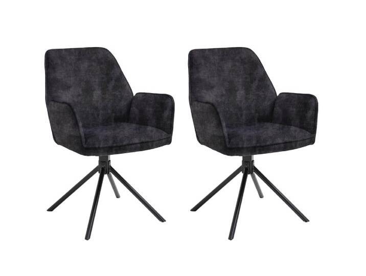 2er Set Esszimmerstühle mit Vintage-Samt, 360° drehbar, anthrazit von byLIVING