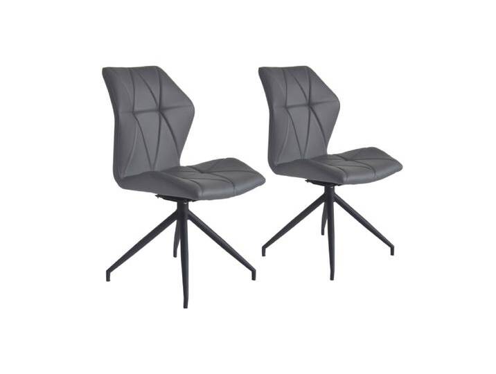 2er Set Stühle aus Kunstleder, Sitzschale 360° drehbar , grau von byLIVING