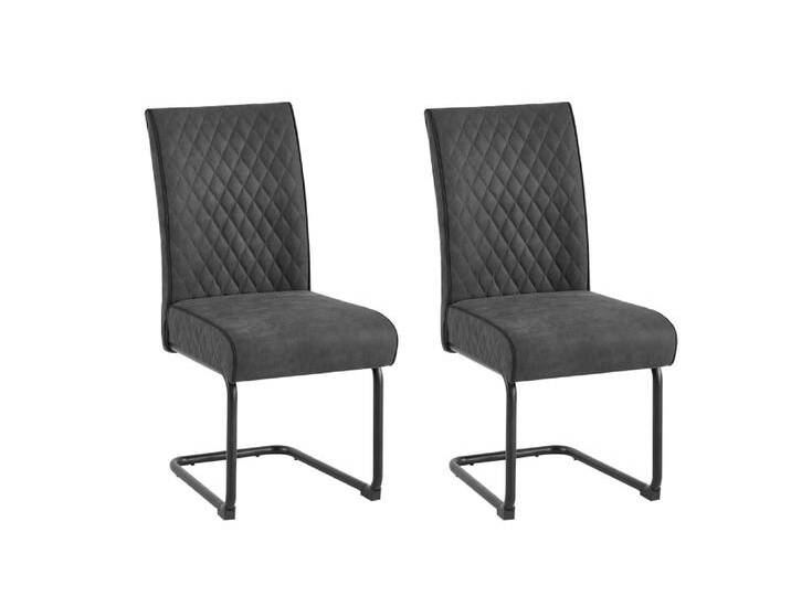 2er Set Stühle aus Vintage Mikrofaser, bis 150kg belastbar, anthrazit von byLIVING
