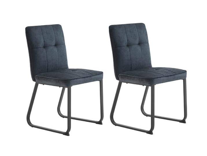 2er Set Stühle aus Webstoff, Gestell Metall schwarz, dunkelgrau von byLIVING