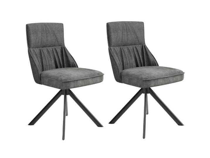 2er Set Stühle aus Webstoff & Vintage-Velvet, 180 ° drehbar, anthrazit von byLIVING