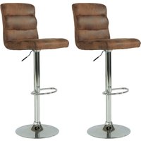 Barhocker PHIL  2er-Set braun Vintage Chrom Kunstleder Metall von byLIVING
