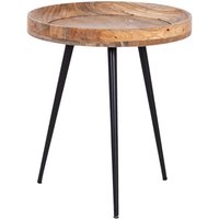 Beistelltisch AVA natur schwarz pulverbeschichtet Echtholz Metall B/H/T: ca. 45x50x45 cm von byLIVING