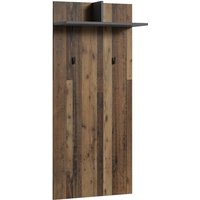 Wandpaneele ben / Garderobe Old Wood dunkelbraun mit zwei Kleiderhaken und Hutablage / Flurgarderobe für die Wand / b 60, h 136, t 27 cm - Byliving von byLIVING