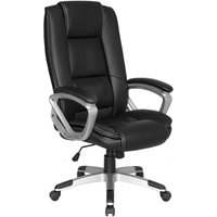 DEREK-XXL Chefsessel, Kunststoff silberfarben, Kunstleder schwarz von byLIVING