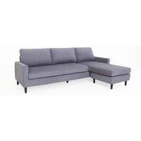 Ecksofa atlanta / Cord grau / Beine schwarz aus Massivholz / Longchair wahlweise rechts oder links montierbar / 218 x 144, h 78,5 cm - Byliving von byLIVING