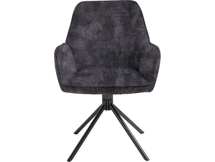 Esszimmerstuhl BYLIVING Blair , grau (anthrazit, schwarz), B:60cm H:88cm T:64cm, Stühle, 2er-Set, 360 Grad drehbar, gemütlicher Sessel, verschiedenen Stoffe von byLIVING