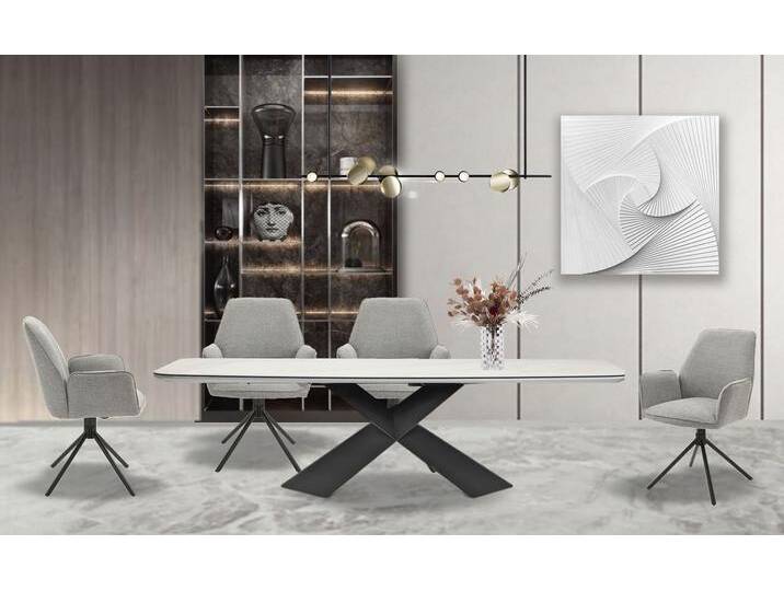 Esszimmerstuhl BYLIVING Blair , grau (hellgrau, schwarz), B:60cm H:88cm T:64cm, Stühle, 2er-Set, 360 Grad drehbar, gemütlicher Sessel, verschiedenen Stoffe von byLIVING