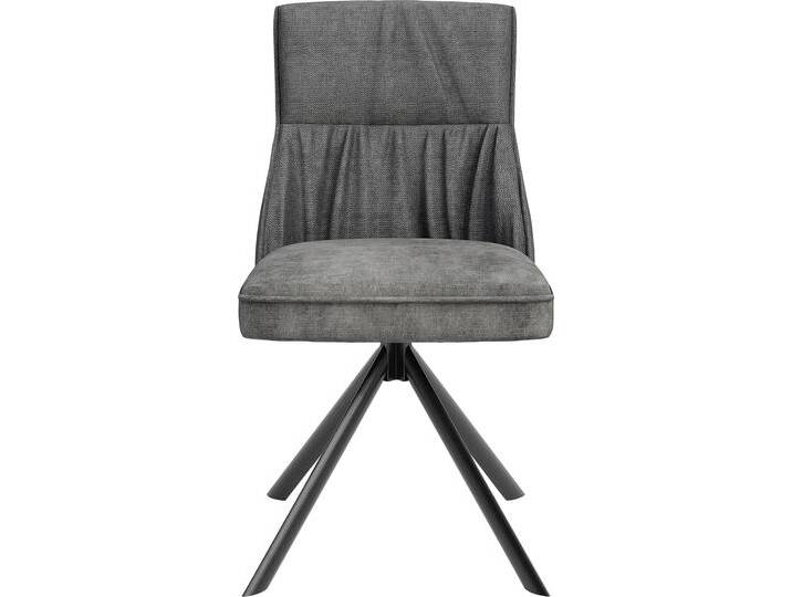 Esszimmerstuhl BYLIVING California , grau (anthrazit, schwarz), B:50cm H:89cm T:56cm, Stühle, 2er-Set, mit Taschenfederkern, 180 Grad drehbar mit Rückholfunktion von byLIVING