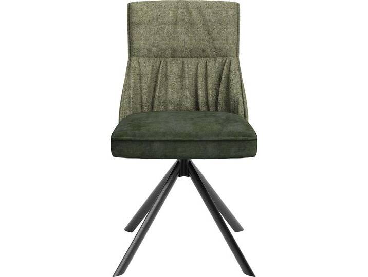 Esszimmerstuhl BYLIVING California , grün (grün, schwarz), B:50cm H:89cm T:56cm, Stühle, 2er-Set, mit Taschenfederkern, 180 Grad drehbar mit Rückholfunktion von byLIVING