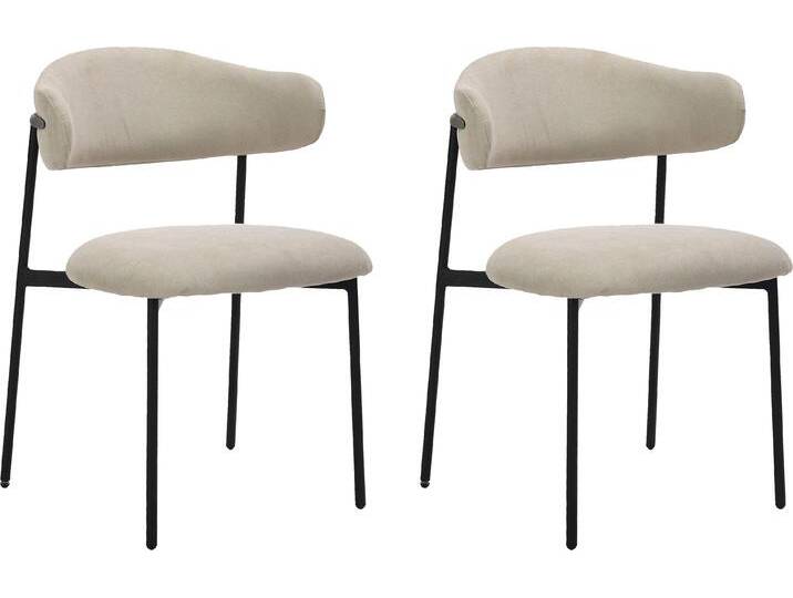 Esszimmerstuhl BYLIVING Jersey (2er-Set) , grau (taupe), B:58cm H:78cm T:54,5cm, Stühle, Gestell Metall schwarz, Küchenstuhl, Webstoffbezug, diverse Farben von byLIVING