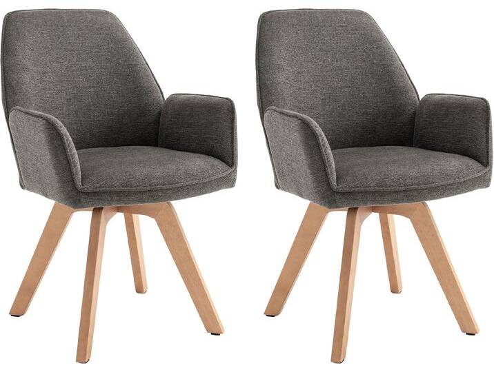 Esszimmerstuhl BYLIVING Tony , anthrazit, natur, B:57cm H:89cm T:61cm, Massivholz, Metall, Stoff, Stühle, mit Massivholzgestell eichefarbig, 360 Grad drehbar, hoher Sitzkomfort von byLIVING