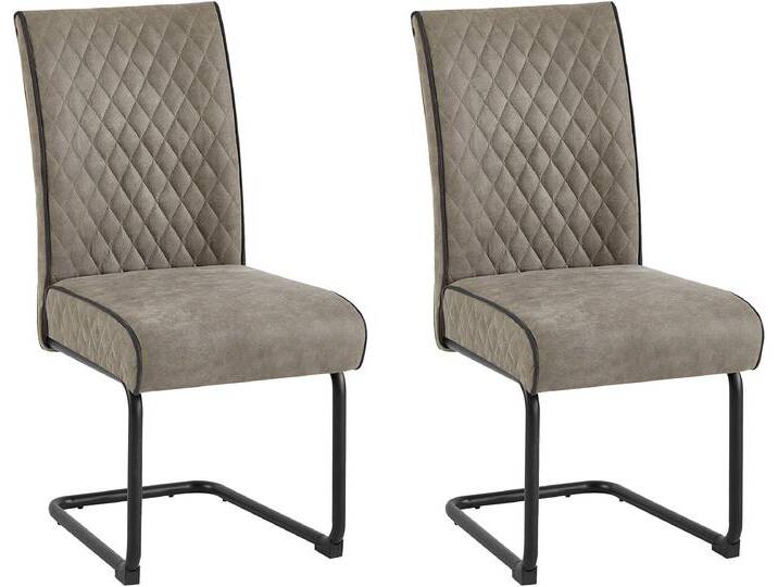 Freischwinger BYLIVING Maria-XXL 2er-Set , grau (taupe, schwarz), B:45cm H:95cm T:60cm, Polyester, Metall, Stoff, Stühle, mit gemütlicher Federkernpolsterung und XXL Belastbarkeit bis zu 150kg von byLIVING
