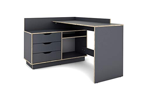 byLIVING Winkelschreibtisch Belfast , links oder rechts montierbar, anthrazit/Sonoma Eiche, Holzwerkstoff Spanplatte, B 129, H 83,5, T 105 cm von byLIVING