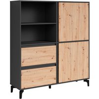 Highboard BLACKWOOD anthrazit Eiche Artisan Nachbildung B/H/T: ca. 126x141x38 cm von byLIVING