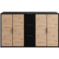 Kommode RIMINI schwarz Eiche Nachbildung B/H/T: ca. 139x80x39 cm von byLIVING