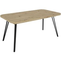 LIFE Tisch mit Auszug, Breite 160 bis 240 cm, Metall schwarz pulverbeschichtet, Eiche-Optik von byLIVING