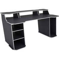 MATRIX Schreibtisch mit Regalaufsatz, Breite 180 cm,  anthrazit, Kanten weiß von byLIVING
