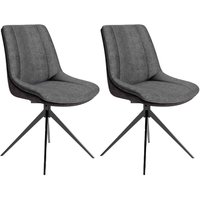 PHOENIX Stuhl, 2er Set, Metallgestell schwarz pulverbeschichtet, anthrazit-Boucle von byLIVING