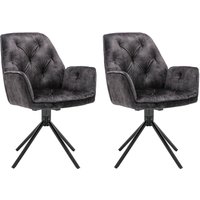 SARINA Sessel, 2er Set, Metall schwarz pulverbeschichtet, Vintage Samtbezug von byLIVING