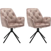 SARINA Sessel, 2er Set, Metall schwarz pulverbeschichtet, Vintage Samtbezug von byLIVING