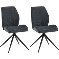 SNAP Stuhl, 2er Set, Metallgestell schwarz pulverbeschichtet, Bouclè-Vintage anthrazit von byLIVING