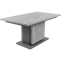 Säulentisch mit Auszug britta 160cm / Esszimmertisch grau / Ess-Tisch auf 210 cm ausziehbar / Melamin Light Atelier anthrazit Auszugstisch in von byLIVING