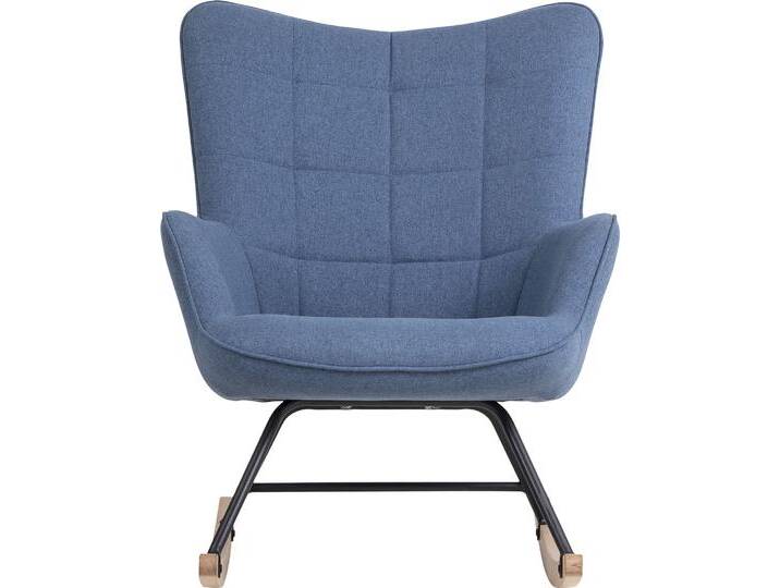 Schaukelstuhl BYLIVING Richie , blau (blau, schwarz, buche), B:72cm H:92cm, 100% Polyester, Stühle, moderne Metallbeine mit Holzkufe, in Webstoff oder Cord erhältlich von byLIVING