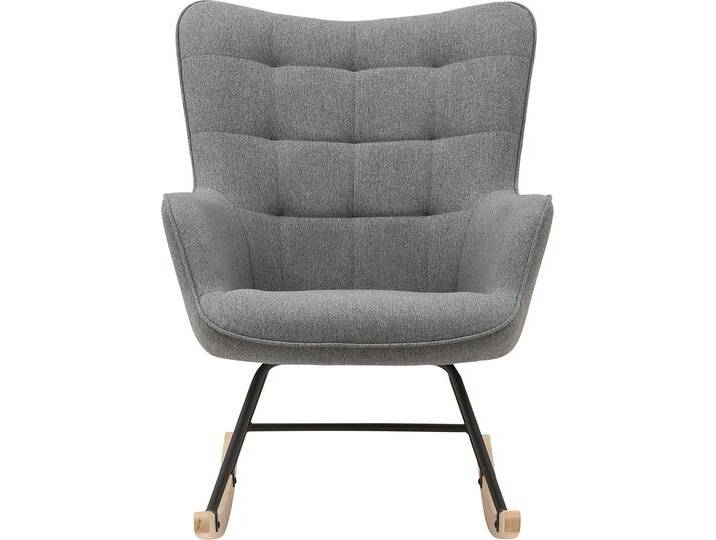 Schaukelstuhl BYLIVING Richie , grau (grau, schwarz, buche), B:72cm H:92cm, 100% Polyester, Stühle, moderne Metallbeine mit Holzkufe, in Webstoff oder Cord erhältlich von byLIVING