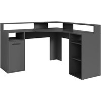 Schreibtisch fox / Gaming-Tisch in Anthrazit mit Aufsatz / Mit viel Stauraum und großer Tischplatte / Computer-Tisch / pc / Arbeits-Tisch / b 139, h von byLIVING