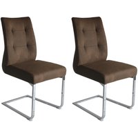 Schwingstuhl MARLEN-XXL 2er-Set dunkelbraun Vintage Chrom Stoff Metall B/H/T: ca. 72x96x80 cm Schwingstuhl MARLEN-XXL 2er-Set dunkelbraun Vintage Chrom Stoff Metall B/H/T: ca. 72x96x80 cm von byLIVING