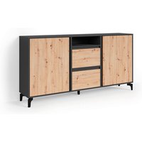 Sideboard BLACKWOOD anthrazit Eiche Artisan Nachbildung B/H/T: ca. 180x92x38 cm von byLIVING