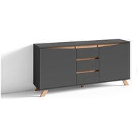 Sideboard VALENTIN anthrazit Eiche Artisan Nachbildung B/H/T: ca. 160x76x38 cm von byLIVING