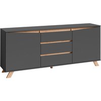 Sideboard VALENTIN anthrazit Eiche Artisan Nachbildung B/H/T: ca. 180x76x38 cm von byLIVING