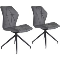 Stuhl IMKE 2er-Set grau schwarz Kunstleder Metall B/H/T: ca. 52x90,5x62 cm Stuhl IMKE 2er-Set grau schwarz Kunstleder Metall B/H/T: ca. 52x90,5x62 cm von byLIVING