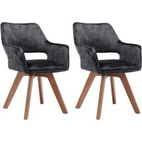 Stuhl KLARA 2er-Set anthrazit Vintage Samt Holz B/H/T: ca. 52x89x63,5 cm Stuhl KLARA 2er-Set anthrazit Vintage Samt Holz B/H/T: ca. 52x89x63,5 cm von byLIVING