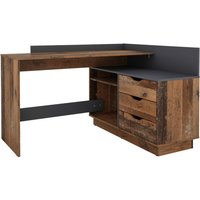 Winkelschreibtisch BELFAST anthrazit Eiche Old Wood Nachbildung B/H/T: ca. 129x83,5x105 cm von byLIVING