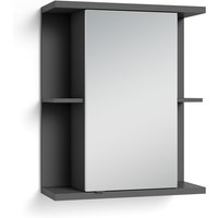 Badezimmer Spiegelschrank nebraska mit Spiegeltür / Moderner, 1-türiger Spiegel Hängeschrank in anthrazit / b 60, h 70, t 25m / mit viel Stauraum von byLIVING