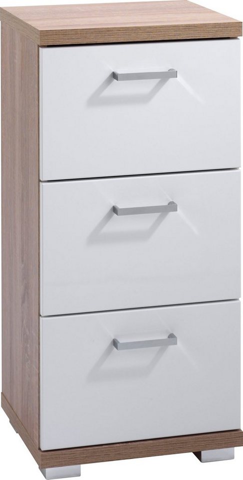 byLIVING Badkommode Nebraska, Breite 35 cm, Badezimmerschrank mit Metallgriffen, 3 Schubladen von byLIVING