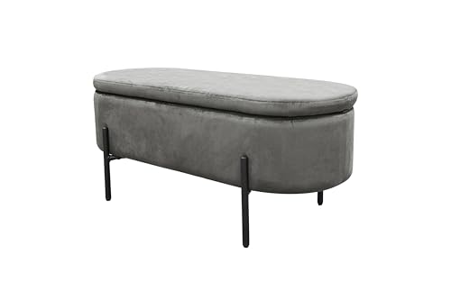 byLIVING Bank NOVA/Samt/Metall schwarz pulverbeschichtet/Polsterbank mit Stauraum/B 95, H 42, T 37,5 cm (Samt, grau) byLIVING Bank NOVA/Samt/Metall schwarz pulverbeschichtet/Polsterbank mit Stauraum/B 95, H 42, T 37,5 cm (Samt, grau) von byLIVING