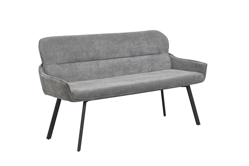byLIVING Bank RICO/Webstoffbezug, Gestell in schwarz/Taschenfederkern, aufgedoppelter Rücken/Esszimmerbank, Sitzbank/B 140 x H 90 x T 62 cm (Dunkelgrau) von byLIVING