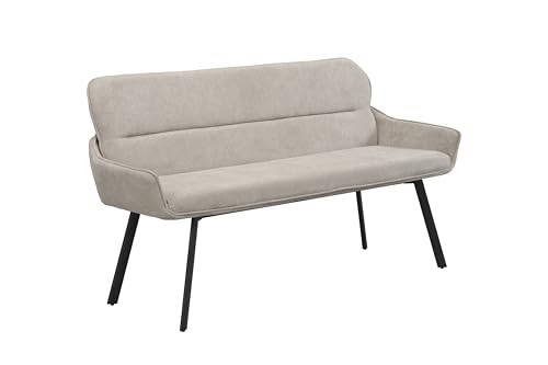 byLIVING Bank RICO/Webstoffbezug, Gestell in schwarz/Taschenfederkern, aufgedoppelter Rücken/Esszimmerbank, Sitzbank/B 140 x H 90 x T 62 cm (Taupe) von byLIVING