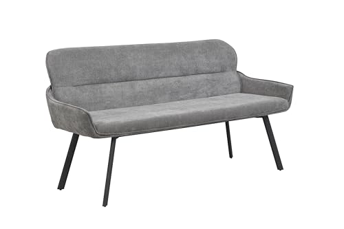 byLIVING Bank RICO/Webstoffbezug, Gestell in schwarz/Taschenfederkern, aufgedoppelter Rücken/Esszimmerbank, Sitzbank/B 160 x H 90 x T 62 cm (Dunkelgrau) von byLIVING