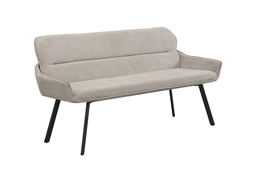 byLIVING Bank RICO/Webstoffbezug, Gestell in schwarz/Taschenfederkern, aufgedoppelter Rücken/Esszimmerbank, Sitzbank/B 160 x H 90 x T 62 cm (Taupe) von byLIVING