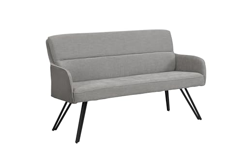byLIVING Bank Tino/Webstoff und Mikrofaser Bezug und Gestell in schwarz/Aufgedoppelter Rücken/Küchenbank, Sitzbank, Esszimmerbank/B 140 x H 94 x T 67 cm (Hellgrau) von byLIVING