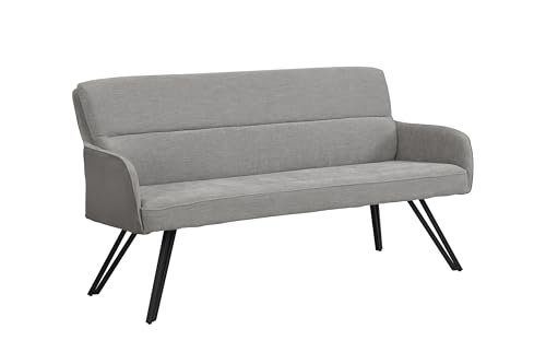 byLIVING Bank Tino/Webstoff und Mikrofaser Bezug und Gestell in schwarz/Aufgedoppelter Rücken/Küchenbank, Sitzbank, Esszimmerbank/B 160 x H 94 x T 67 cm (Hellgrau) von byLIVING