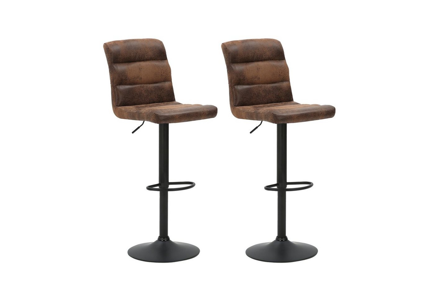 byLIVING Barhocker PHIL (2er Set, Gestell in schwarz, Sitz Vintagebezug in braun), 360° drehbar
Höhenverstellung von byLIVING