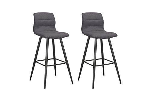 byLIVING Barhocker Simone / 2er Set/Barstuhl 2 Stück/Webstoff anthrazit/mit Rückenlehne/Gestell Metall schwarz pulverbeschichtet/gepolsterter Hochstuhl/B 42, H 103, T 51 cm von byLIVING