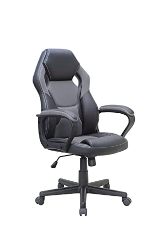 byLIVING Chefsessel Matteo/Gaming-Chair bis 110 kg belastbar/Kunststoff & Kunstleder schwarz/Armlehnen gepolstert/Applikation Mesh schwarz-grau/Sicherheitsrollen/B 60, H 103-113, T 65 cm von byLIVING